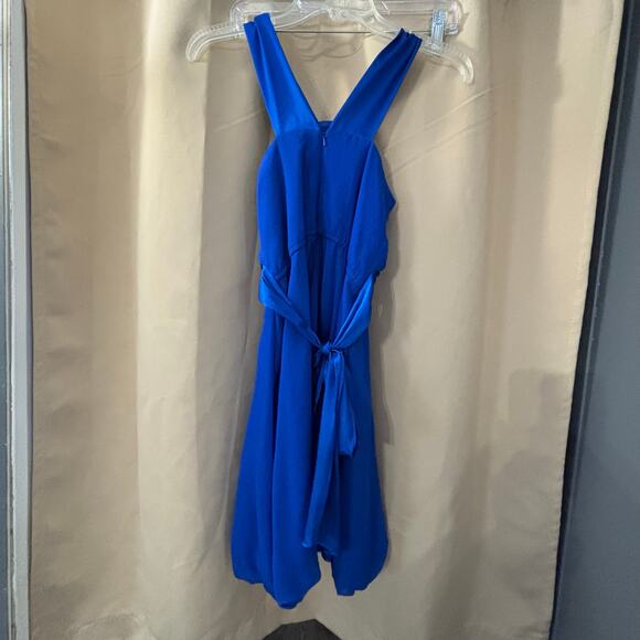 David's Bridal Girl's Size 16 Royal Blue Semi-Formal Cocktail Bridesmaid Dress - Picture 3 of 5